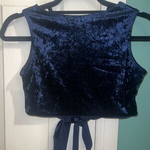 Chic Velvet Navy Crop Top